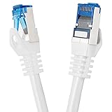 BIGtec 50m CAT.7 Patchkabel Netzwerkkabel Gigabit Patch DSL LAN Ethernet Kabel weiß Kupferkabel doppelt geschirmt ( RJ45 Stecker Cat-7 S/FTP PIMF )