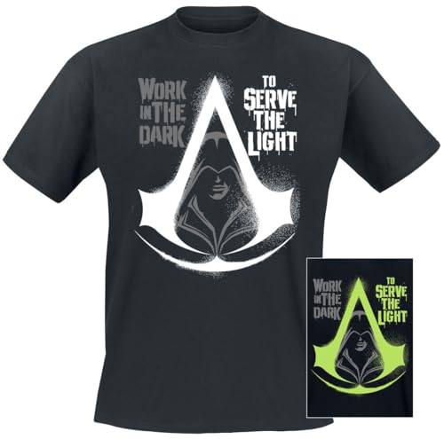 Assassin's Creed Logo - Glow In The Dark Männer T-Shirt schwarz L 100% Baumwolle Fan-Merch, Gaming