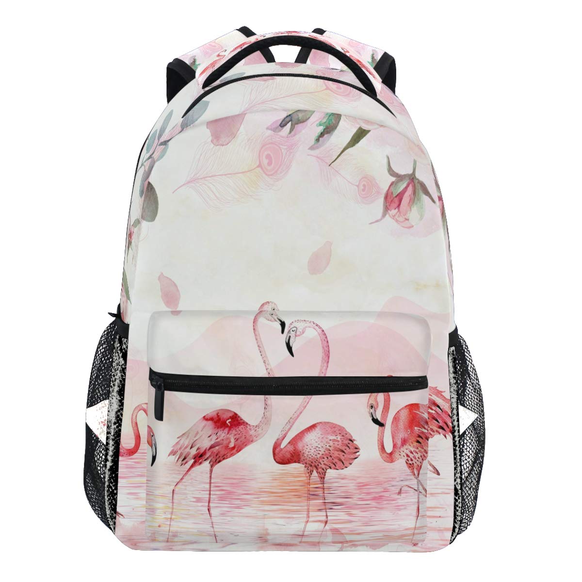Oarencol Pink Flamingo Lake Rose Landscape Rucksack Bookbag Daypack Reise Schule College Tasche für Damen Herren Mädchen Jungen
