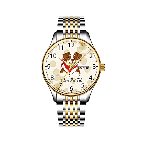 Uhren Herrenmode Japanische Quarz Datum Edelstahl Armband Gold Uhr Australian Shepherd Puppy Childs Edelstahl Uhr
