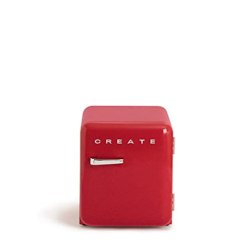 CREATE/RETRO FRIDGE 50 SILVER/Roter Kühlschrank mit silbernem Griff/Minibar, sin congelador, 50 cm