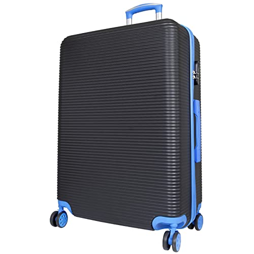 Trendyshop365 Reisekoffer groß Hartschale Santorin 75cm, 99 Liter, 4 Rollen, Zahlenschloss, schwarz-blau