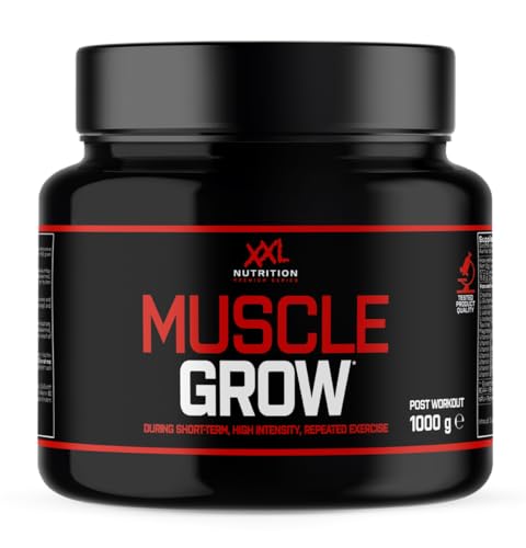 XXL Nutrition - Mega Grow - All-in-One Supplement, Creatin, Protein, Vitamine & Mineralstoffe, Aminosäuren (BCAA), Kohlenhydrate, Kreatin, L-Glutamin und Taurin - Wassermelone 1000 Gramm