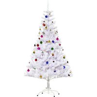 HOMCOM künstlicher Christbaum Tannenbaum Baum mit Ständer, Metall, weiß/Weihnachtsbaum 1, 150 cm