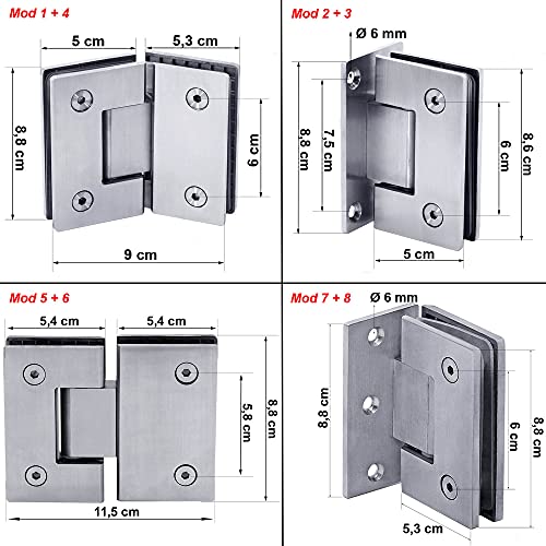 Edelstahl-Glas-Scharnier Glas-Halterung Glastür Duschkabine Bad Türscharnier Beschlag Wand + Schrauben, Variante_:Variante 1