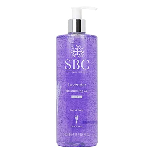SBC Skincare - Feuchtigkeitscreme für Gesicht und Körper mit Lavendel - 500 ml - Feuchtigkeitsspendend - Verbessert Ausstrahlung und Straffheit - Bodylotion - Lavender Moisturising Gel