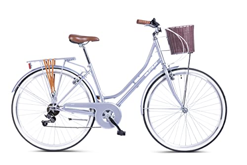 Wildtrak - Stahl-City-Bike, Erwachsene, 700C, 6-Gang, Shimano-Schaltung - Grau