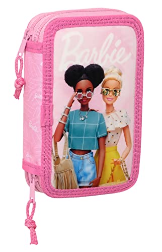 Safta Barbie Girl Federmäppchen für Kinder, mit 28 Hilfsmitteln, ideal für Kinder von 5 bis 14 Jahren, bequem und vielseitig, Qualität und Haltbarkeit, 12,5 x 4 x 19,5 cm, Rosa, Rosa, Estándar, Lässig