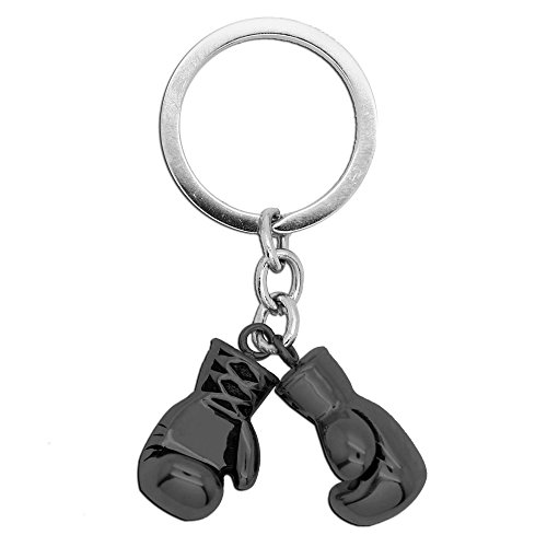 tumundo Boxhandschuh Schlüsselanhänger Set von 2 STK / 1 STK Schlüsselring Anhänger Boxen Sport Schlüsselband Stahl, Variante:1 Paar Boxhandschuhe schwarz