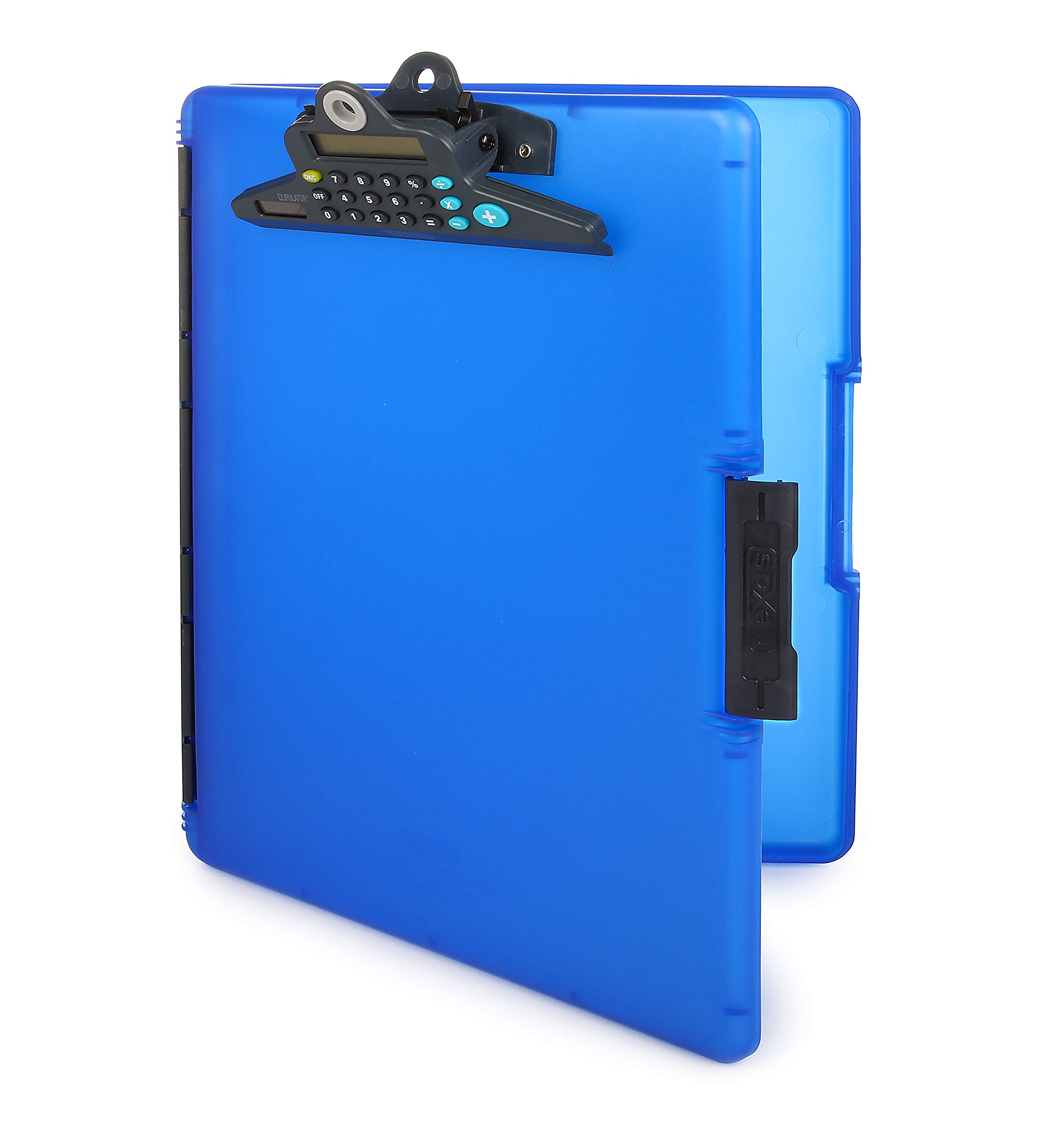 Dexas 3515-J2728WP Slimcase 2 Klemmbrett mit seitlicher Öffnung, Plastik, Blau mit Taschenrechner