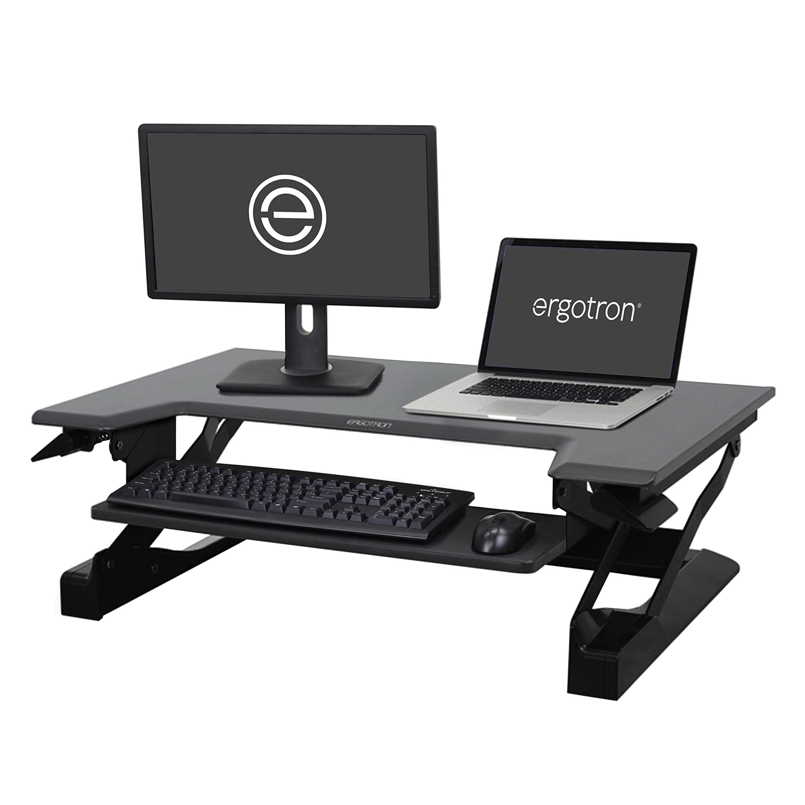 ERGOTRON WorkFit-T Sitz-Steh-Schreibtisch-Arbeitsplatz schwarz Anhebung bis 38cm belastbar bis 15 kg