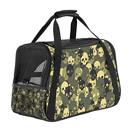 Xingruyun Katze Transporttasche Tarnschädel Hund Transporttasche Faltbare Tragetasche für Haustiere Hundetragetasche Katzentragetasche 43x26x30 cm