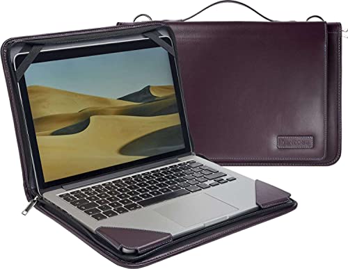 Broonel - Laptop Schultertasche Aus Lila Leder - kompatibel mit dem Dell Latitude 9330 2-in-1 13.3"