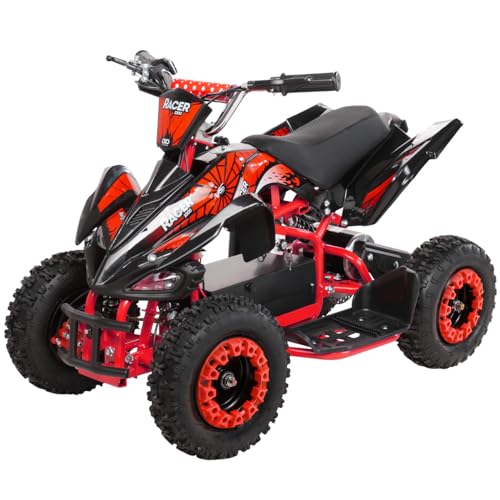Actionbikes Motors Kinder Elektro Miniquad ATV Racer 1000 Watt 36 Volt - Scheibenbremsen - Safety Touch System Fußschalter (1000 Watt Schwarz/Rot)