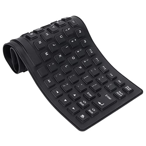 85 Tasten Stummschalttastatur, kabelgebundene USB-Silikon-Tastatur, wasserdicht und staubdicht, weiche Silikon-Tastatur, faltbare Spiele-Tastatur, weiche Touch-Tastatur für PC Laptops (schwarz)