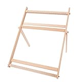 Webstühle mit Ständer, Holz-Multi-Craft-Webstuhl-Kit Verstellbarer Webrahmen Massivholz-Deckenschal DIY-Webstuhl-Nähmaschine, für Taschentücher, Getränkehalter, Kordelzugbeutel