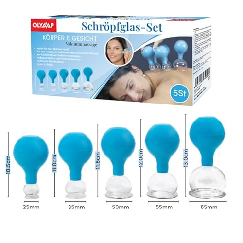 HQ Massage Glas-Schröpfen mit Saugball Feuerlos 3/4 / 5 cm (3er SET (3+4+5cm))