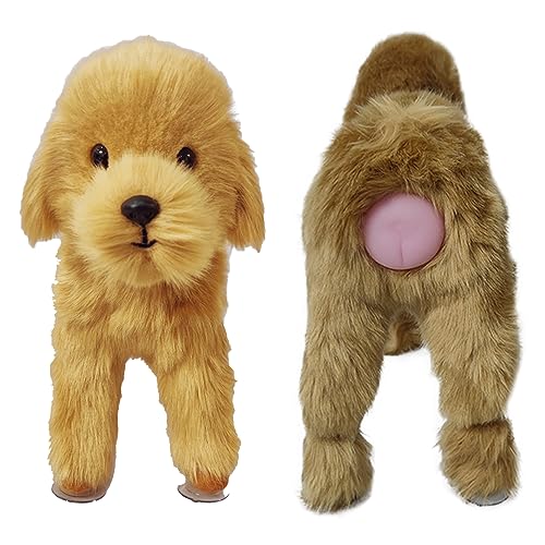 ZZYYZZ Simulation paarendes Hundespielzeug, männliches Haustier-Brunst-Hundespielzeug, Hunde-Schlaf-Brunst-Spielzeug, interaktives Plüsch-Hundespielzeug mit Sound, für kleine Hunde,Braun,25cm