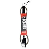 Surf Repair Co. Bomber Premium Surfboard Leash | High Strength PU Cord, Tangle-Free Leash with Double Swivel System, Straight Legrope for All Types of Surfboards & Paddleboards (Black-Clear, 8')