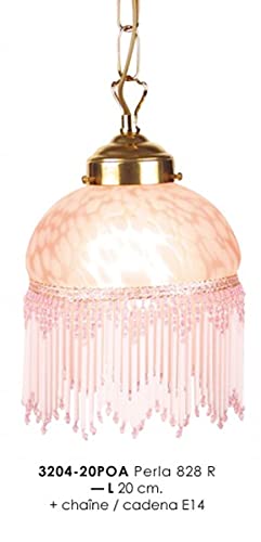 Casa Padrino Hängeleuchte im Landhausstil mit Glasfransen 3204-20POA - 828R Rosa Leuchte Lampe