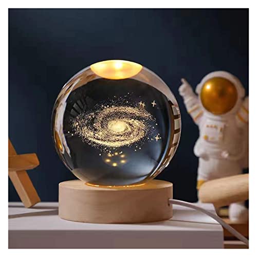 EWYOTUAL Raumdekoration Kristallkugel, Kristall-Astronauten-Planeten-Globus, 3D-Sonnensystem-Kugel mit Touch-Schalter, LED-Lichtbasis, Astronomie-Geschenk (Color : 8, Size : 80mm)