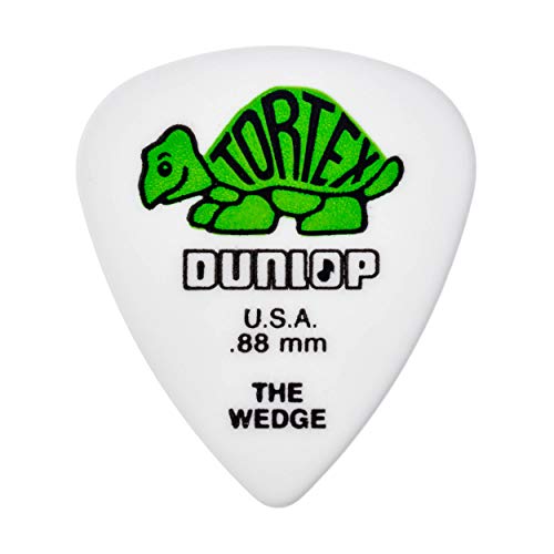 Dunlop 424R.88 Tortex® Wedge, White/Green.88mm, 72/Bag