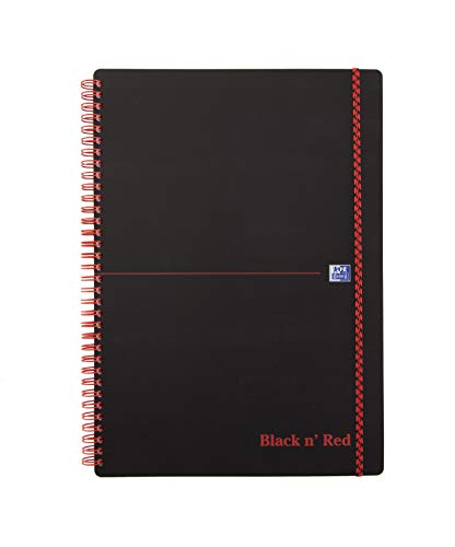 Oxford 400047654 Spiralbuch Black n' Red 5er Pack DIN A4 kariert flexibler Deckel 70 Blatt schwarz rot