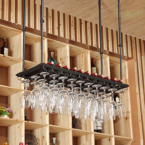 BTZHY Weinregal,Wandmontage – Decken-Weinflaschenregal, Weinglashalter im Vintage-Stil aus Eisen zum Aufhängen, Barzubehör, Regal für die Aufbewahrung von Geschirr im Restaurant oder Café
