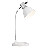 BRILLIANT Lampe Jan Tischleuchte silber/weiß | 1x A60, E27, 40W, geeignet für Normallampen (nicht enthalten) | Mit Druckschalter am Kopf