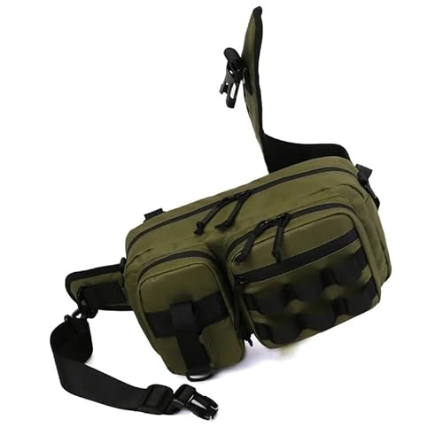 BADALO wasserdichte Angeln Locken Tasche Multifunktionale Sport Taille Pack Angelrute Box Schulter Umhängetasche Messenger Brust Taschen (Color : Army Green)