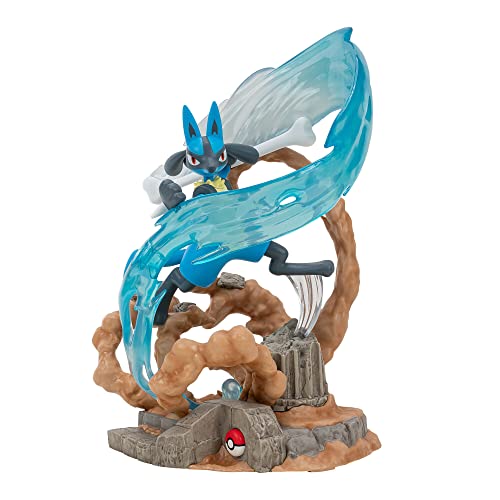 Pokémon PKW2732 -Deluxe Sammler Statue - Lucario, offizielle Sammelfigur