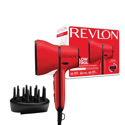 Revlon Haartrockner mit Luftstromregelung || kompakter Trockner mit eingebauter Frisierdüse und Lockenverstärkungs-Diffusor, 2000W || RVDR5320