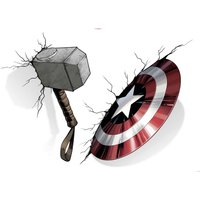 Komar Marvel Wandtattoo Avengers Hammer & Shield - 100 x 70 cm (Breite x Höhe) - 4 Teile - Deco-Sticker, Wandaufkleber, Wandsticker, Wanddeko, Kinderzimmer - 14743h