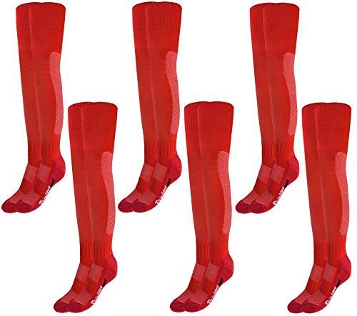 Rainbow Socks - Damen Herren Fußball Soccer Kniestrümpfe - 6 Paar - Rot - Größen 39-41