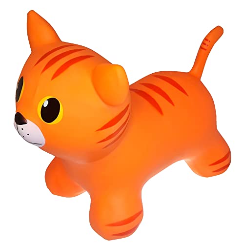 GERARDO'S Toys GT69422, My First Jumpy Animal Space Hopper for Kids Age 1 Year, Bouncy Hopper Ride on Animal Orange Cat with Pump Included, Inflatable Bouncer for Toddlers Indoors and Outdoor