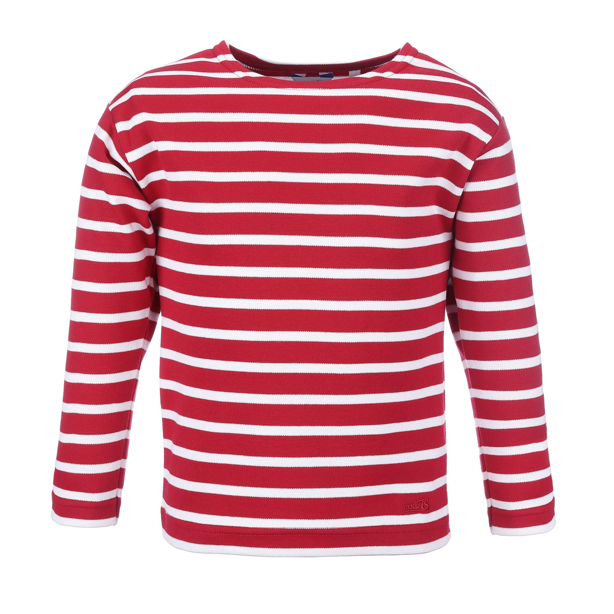 Bretonisches Kinder Shirt Langarm Pullover gestreift Sweatshirt Pulli (02 rot/weiß, 140)