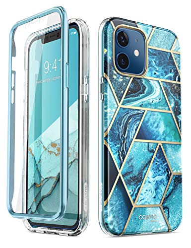 i-Blason Marmor Hülle für iPhone 12 Mini (5.4'') Glitzer Handyhülle [Cosmo] mit Displayschutz, Blau