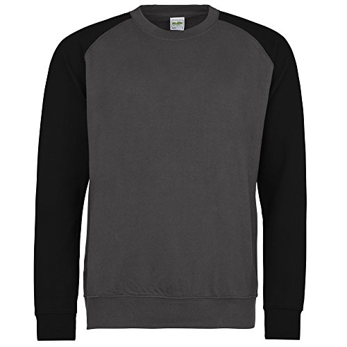 Awdis Herren Baseball Sweatshirt, zweifarbig (Medium) (Anthrazit/Schwarz)