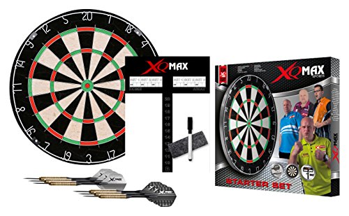 XQMAX Starter Set Bristle Dardboard, inkl. 6x 18g Steel Darts, Scoreboard, Wischer und Stift