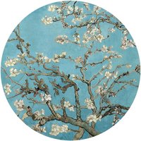 Tapete Fototapete Vlies Vliestapete Rund van Gogh - Mandelblüte Schlafzimmer Wohnzimmer Wanddeko Tapetenpaneele inkl. Schablone (188x188 cm)