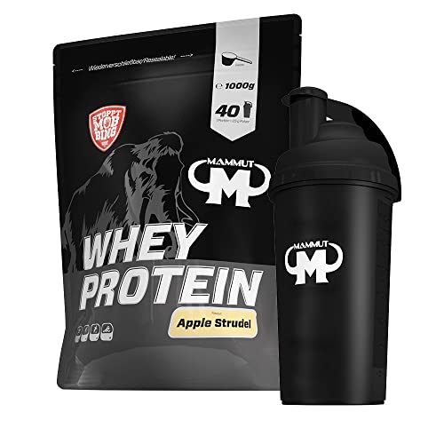 1kg Mammut Whey Protein Eiweißshake - Set inkl. Protein Shaker oder Powderbank (Apple Strudel, Gratis Mammut Shaker)