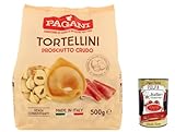 6x Pagani Pasta all' Uovo Tortellini con Prosciutto Crudo, Eiernudeln mit Parma ham, Pasta mit Ei 500g + Italian Gourmet polpa 400g