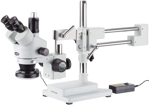 AmScope SM-4TZ-144A Trinokulares Stereomikroskop mit 4-Zonen-144-LED-Ringlicht, Ausgezeichnet mit Dem Top-Mikroskop Nr. 1 2017 auf Ezvid, 3.5X-90X, Weiß