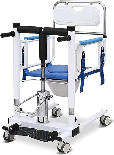 Hydraulischer Patientenlifter Rollstuhl für Zuhause Transfer Lift W/iv Pole und Desk Tray Steel Transfer Lifter 4-in-1 Bedside Commode