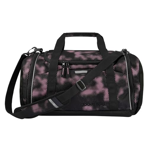 coocazoo Sporttasche „Pink Illusion”, schwarz-pink, Hauptfach, Nasswäschefach, Seitentasche, Reflektoren, 20 Liter, ab der 3. Klasse