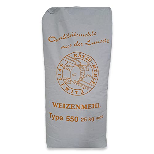 Weizenmehl 25kg Typ 550 von Rätze-Mühle aus regionalen, naturbelassenen Weizen