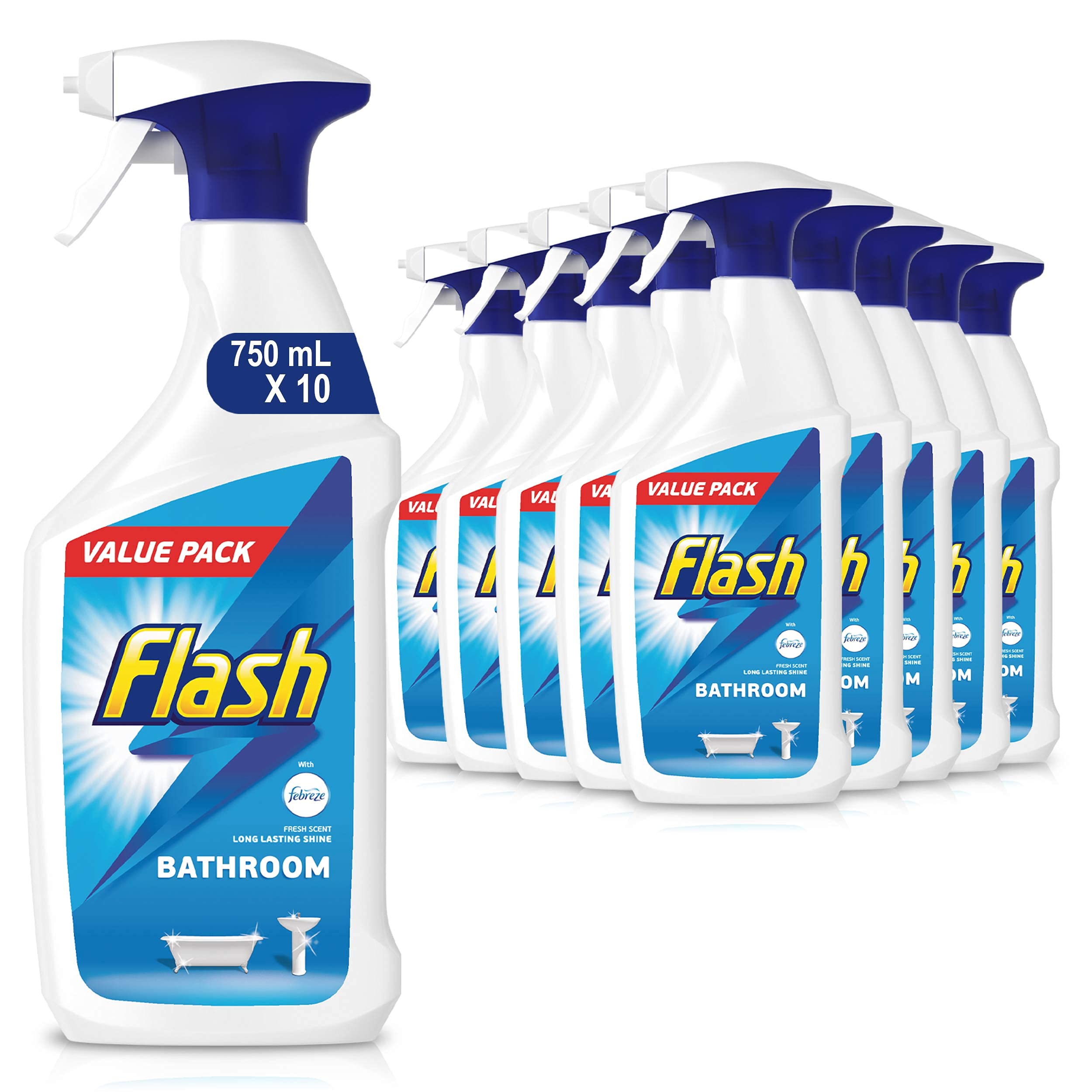 Flash Badezimmer-Reinigungsspray, 750 ml, 10 Stück (Verpackung kann variieren)