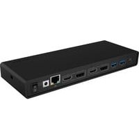 ICY BOX USB Docking Station mit USB-C & USB-A Verbindung, 3x HDMI, 2x DisplayPort, 6x USB 3.0, LAN, Audio, 4K 60 Hz, Schwarz