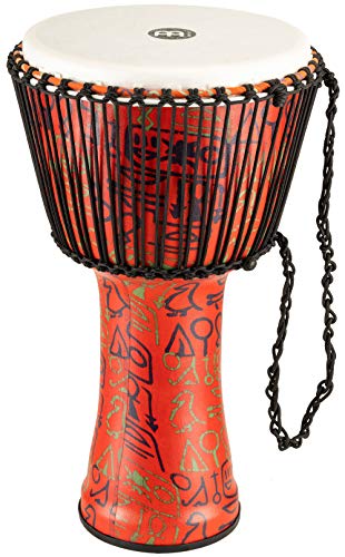 Meinl Percussion PADJ1-XL-F African Djembe mit Kunststofffell, Travel Series, Rope Tuned, 35,56 cm (14 Zoll) Durchmesser (Extra Large), pharao's script