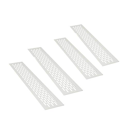 sossai® Aluminium Lüftungsgitter - Alucratis (4 Stück) | Rechteckig - Maße: 80 x 8 cm | Farbe: Weiss | pulverbeschichtet